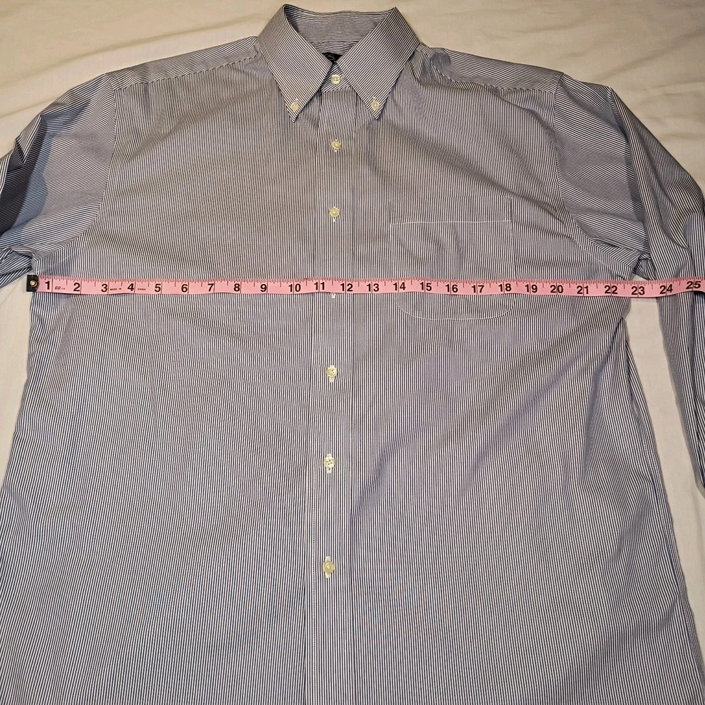 Jos. A. Bank Traveler's Collection Men Dress Shirt Blue Pinstripe 16 33‎ Preppy - Picture 6 of 7
